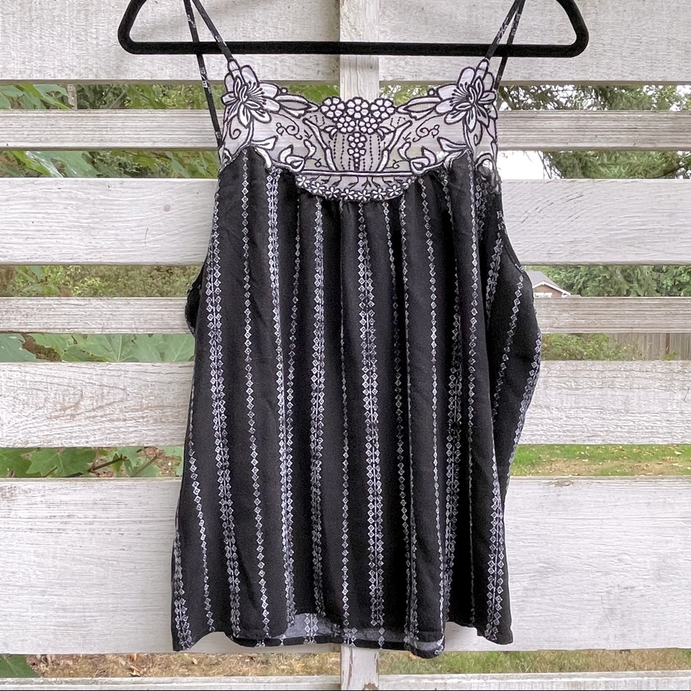 Maurice’s Black Lace Appliqué Shell